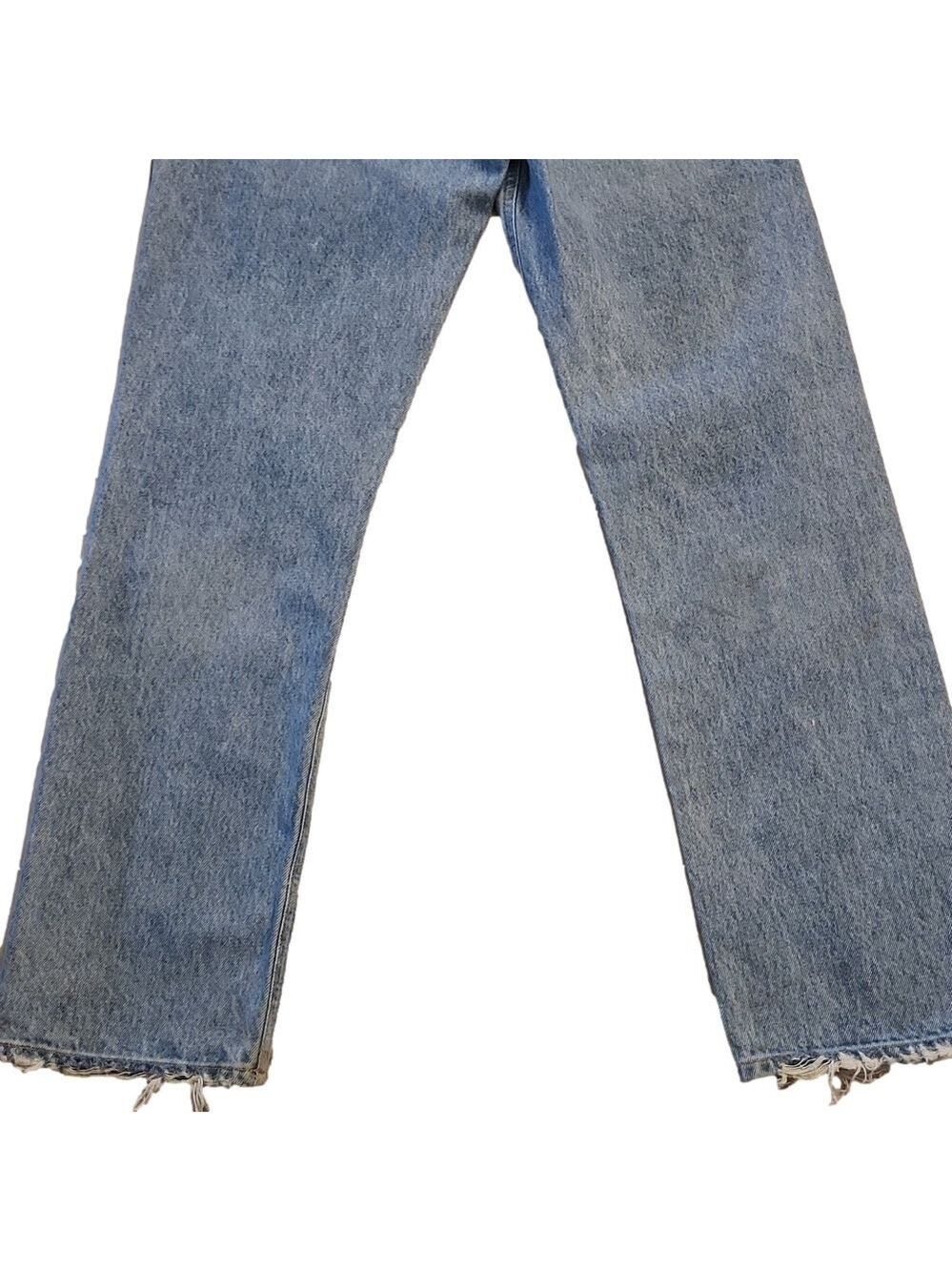 Jeans Crop Blue 90s Distressed Straight-Leg High-rise  Denim Size 25 - Picture 11 of 16